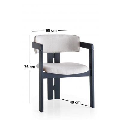 Scaun CO-045, Crem - Negru, 58x49x76 cm - Crem - Negru