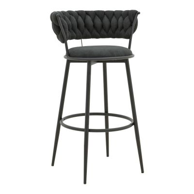Scaun de Bar Alkia I textil, neagra, 50x56x95 cm - Negru
