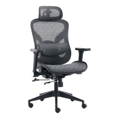Scaun de birou ergonomic Mesgo, Modern/Metal, Negru-Gri, 68x67x110-136 cm - Negru