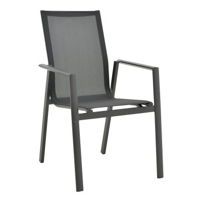 Scaun de gradina Dashiell metal negru textilena, Alb - Negru, 71x58x94 cm - Negru