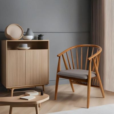 Scaun Doris, Stejar - Gri, 58x56x82 cm - Stejar - Gri