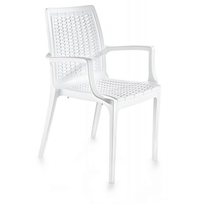 Scaun Exterior Rattan, Diverse culori, 53x57x85 cm - Alb