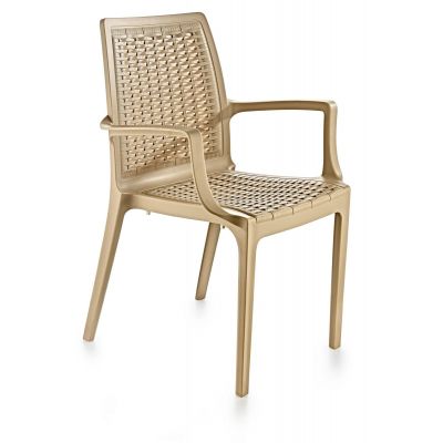 Scaun Exterior Rattan, Diverse culori, 53x57x85 cm - Cappuccino