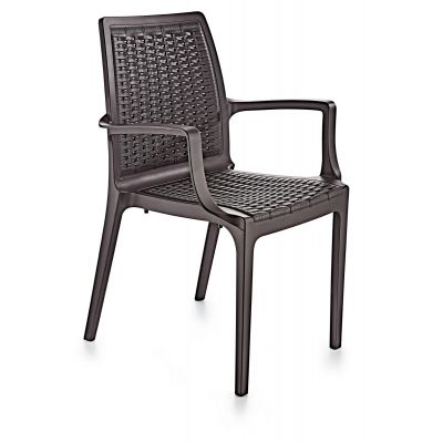 Scaun Exterior Rattan, Diverse culori, 53x57x85 cm - Maro închis