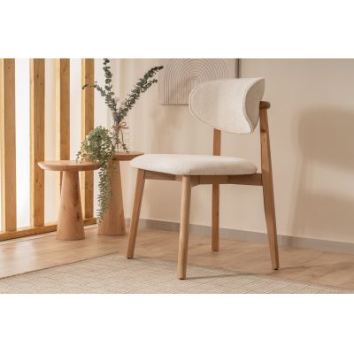 Scaun Lugias, Beech - Alb, 52x52x84 cm - Natural - Alb