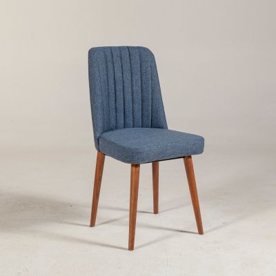 Scaun Vina 1048, Nuc - Albastru închis, 47x46x89 cm - Nuc - Albastru