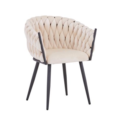Scaun Vivian catifea, Diverse culori, 61x55x80 cm - Bej