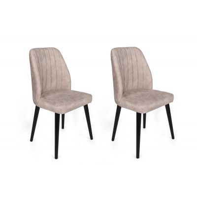 Set 2 scaune Alfa-469 V2, Crem - Negru, 50x49x90 cm - Crem - Negru