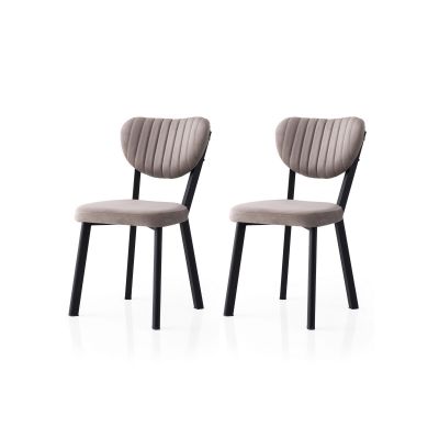 Set 2 scaune Beta - 834 V2, Negru - Mink, 46x54x86 cm - Negru - Bej