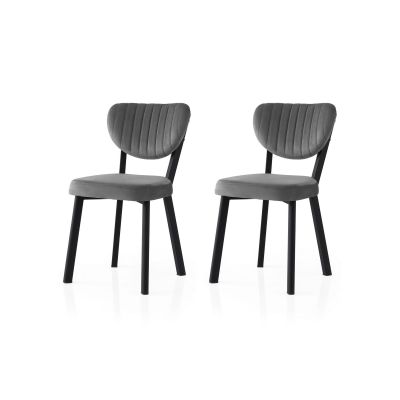 Set 2 scaune Beta - 839 V2, Negru - Antracit, 46x54x86 cm - Negru - Antracit