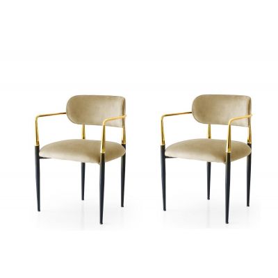 Set 2 scaune Bucatarie Sufragerie JN Chic Chair Set, 56 x 83 x 56 cm - Crem