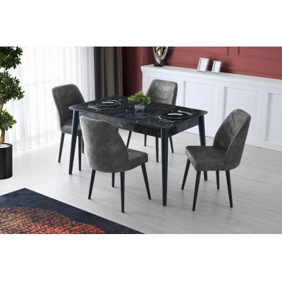 Set 2 scaune Dallas - 527 V2, Antracit, 50x49x90 cm - Antracit