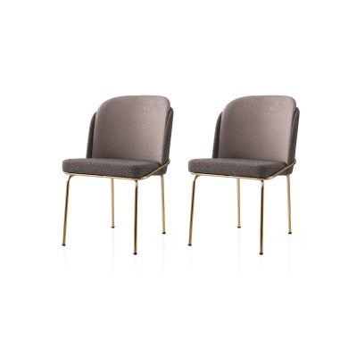 Set 2 scaune Dore - 125 V2, Auriu - Maro - Mink, 62x52x75 cm - Auriu - Maro - Bej