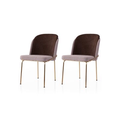 Set 2 scaune Dore - 126 V2, Auriu - Maro - Mink, 62x52x75 cm - Auriu - Maro - Bej