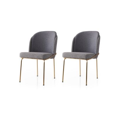 Set 2 scaune Dore - 131 V2, Auriu - Anthracithe, 62x52x75 cm - Auriu