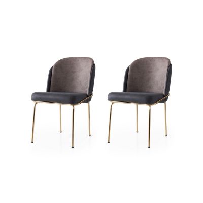 Set 2 scaune Dore - 132 V2, Auriu - Anthracithe - Mink, 62x52x75 cm - Auriu - Bej