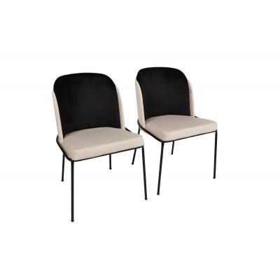 Set 2 scaune Dore 145 V2, Negru - Crem, 54x55x86 cm - Auriu - Negru - Crem