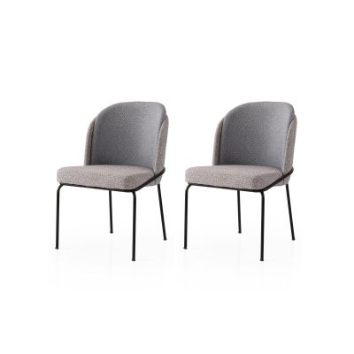 Set 2 scaune Dore - 175 V2, Auriu - Gri, 62x52x75 cm - Auriu - Gri