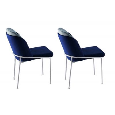 Set 2 scaune Dore 182 V2, Albastru închis - Alb, 54x55x86 cm - Auriu - Albastru - Alb