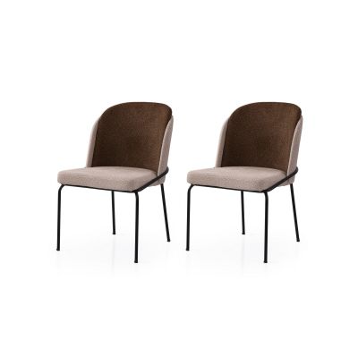Set 2 scaune Dore - 193 V2, Auriu - Crem - Maro, 62x52x75 cm - Auriu - Crem - Maro