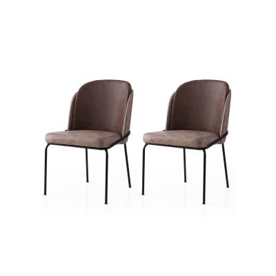 Set 2 scaune Dore - 194 V2, Auriu - Maro, 62x52x75 cm - Auriu - Maro