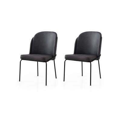 Set 2 scaune Dore - 195 V2, Auriu - Negru, 62x52x75 cm - Auriu - Negru