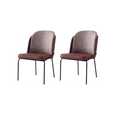 Set 2 scaune Dore - 197 V2, Auriu - Roșu, 62x52x75 cm - Auriu - Roșu