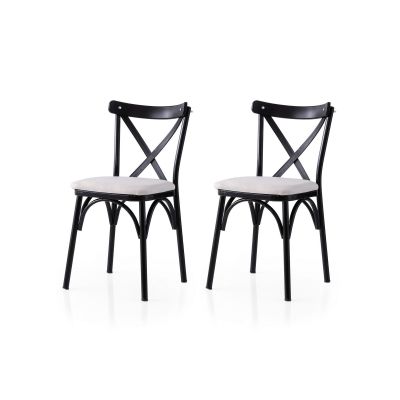 Set 2 scaune Ekol - 286 V2, Negru - Alb, 42x40x81 cm - Negru - Alb