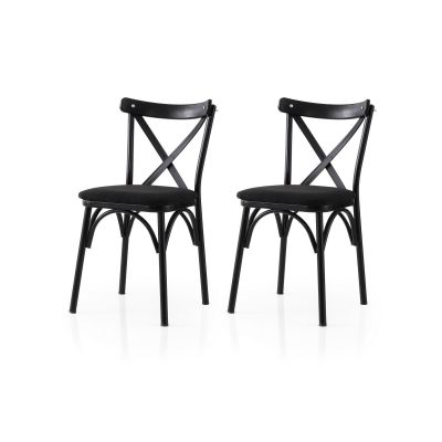 Set 2 scaune Ekol - 290 V2, Negru, 42x40x81 cm - Negru