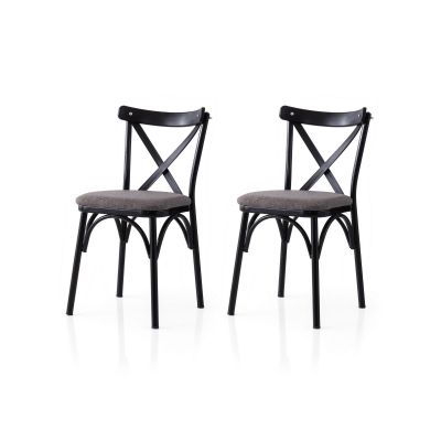 Set 2 scaune Ekol - 291 V2, Negru - Gri, 42x40x81 cm - Negru - Gri