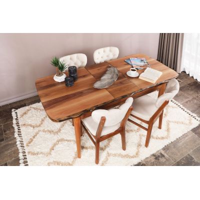 Set 2 scaune Elma 760 V2, Nuc - Bej, 42x44x86 cm - Nuc - Bej