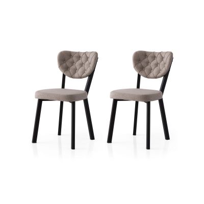 Set 2 scaune Enzo - 808 V2, Negru - Gri, 46x54x86 cm - Negru - Gri