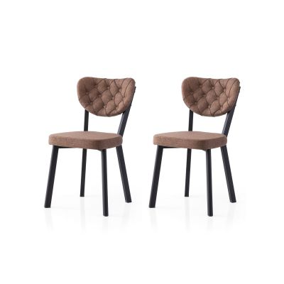 Set 2 scaune Enzo - 815 V2, Negru - Maro, 46x54x86 cm - Negru - Maro
