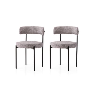 Set 2 scaune Gını - 4006 V2, Negru - Gri, 49x51x76 cm - Negru - Gri