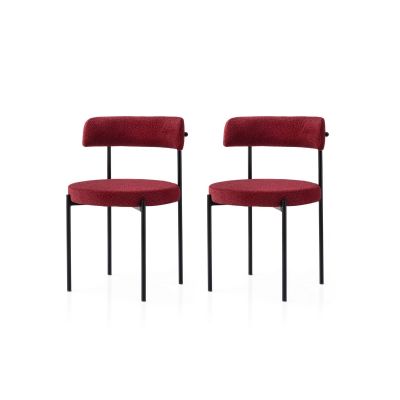 Set 2 scaune Gını - 4009 V2, Negru - Roșu, 49x51x76 cm - Negru - Roșu
