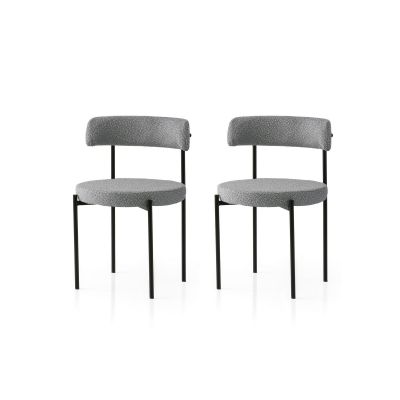 Set 2 scaune Gını - 4012 V2, Negru - Gri închis, 49x51x76 cm - Negru - Gri