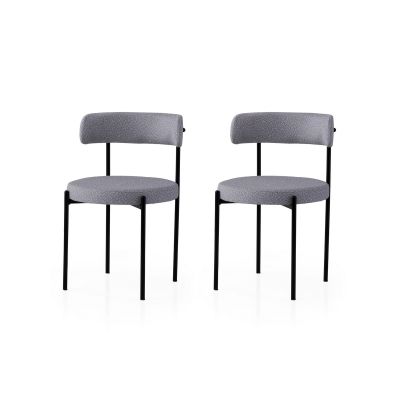 Set 2 scaune Gını - 4013 V2, Negru - Gri închis, 49x51x76 cm - Negru - Gri