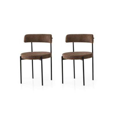 Set 2 scaune Gını - 4019 V2, Negru - Maro, 49x51x76 cm - Negru - Maro