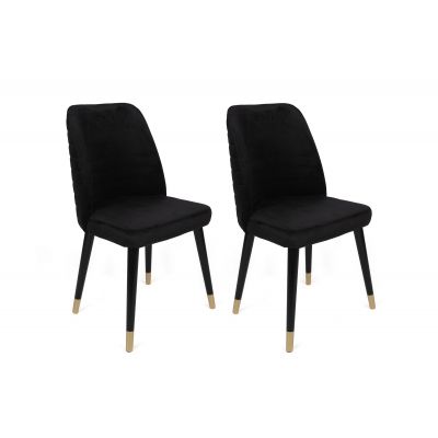 Set 2 scaune Hugo-366 V2, Negru - Auriu, 50x49x90 cm - Negru - Auriu