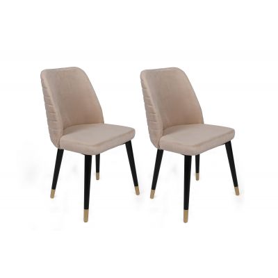 Set 2 scaune Hugo-367 V2, Crem - Negru - Auriu, 50x49x90 cm - Crem - Negru - Auriu