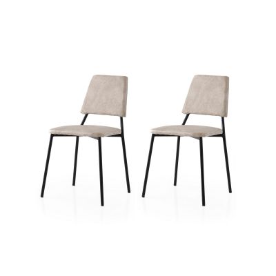 Set 2 scaune Lıma - 4551 V2, Negru - Ecru, 43x54x78 cm - Negru - Crem