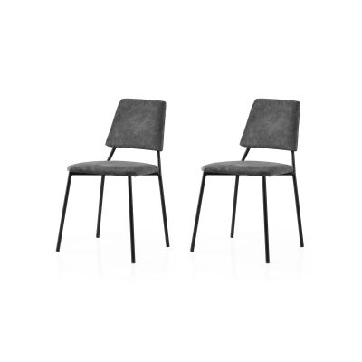 Set 2 scaune Lıma - 4554 V2, Negru - Antracit, 43x54x78 cm - Negru - Antracit