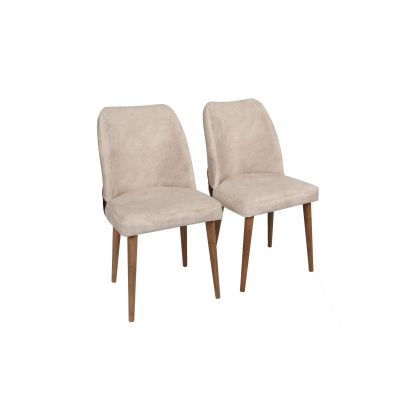 Set 2 scaune Nova 071 V2, Crem - Nuc, 50x49x90 cm - Crem - Nuc