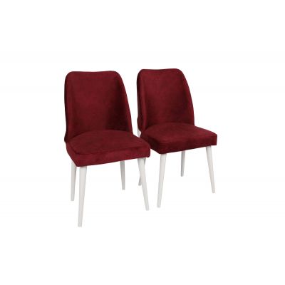 Set 2 scaune Nova 081 V2, Bordo - Alb, 50x49x90 cm - Roșu - Alb