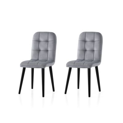 Set 2 scaune Retro - 732 V2, Negru - Gri, 41x51x88 cm - Negru - Gri