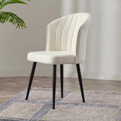 Set 2 scaune Rubi, Crem - Negru, 52x42x85 cm - Crem - Negru