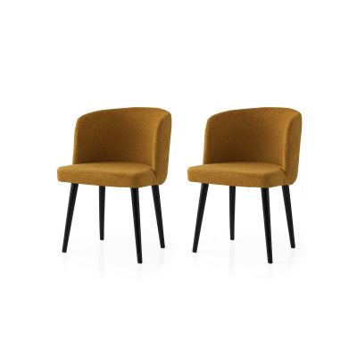 Set 2 scaune Soft - 4107 V2, Negru - Galben, 57x57x81 cm - Negru - Galben