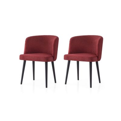 Set 2 scaune Soft - 4109 V2, Negru - Roșu, 57x57x81 cm - Negru - Roșu