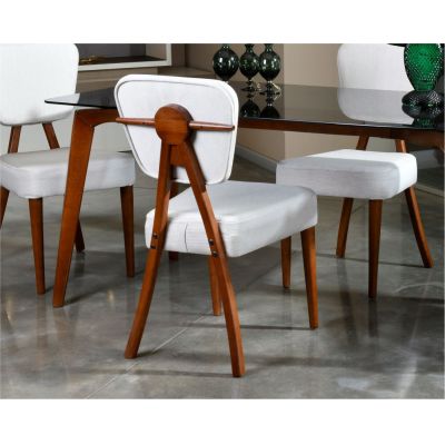Set 2 scaune Tia v2, Nuc - Crem, 47x45x92 cm - Nuc - Crem