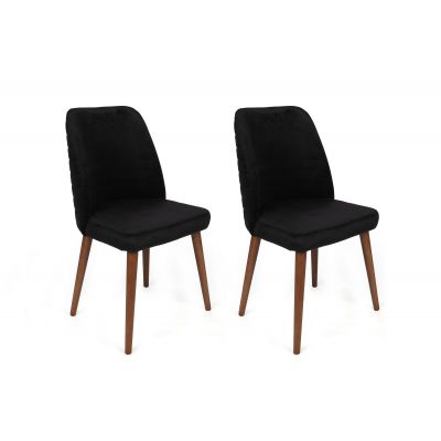 Set 2 scaune Tutku-351 V2, Negru - Nuc, 50x49x90 cm - Negru - Nuc